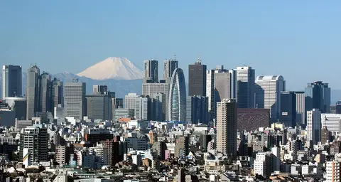 Skyscrapers of Shinjuku with Mount Fuji behind, Tokyo
